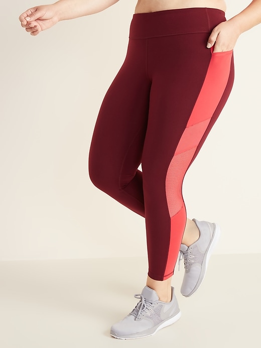 View large product image 1 of 3. High-Waisted Elevate 7/8-Length Plus-Size Side-Pocket Compression Leggings