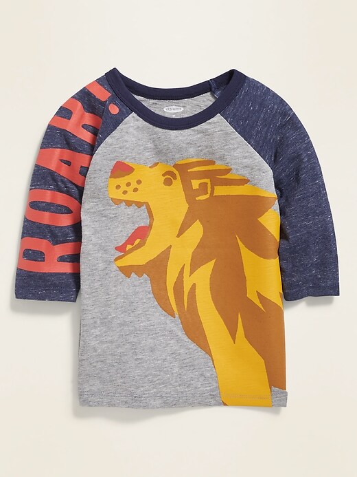 View large product image 1 of 1. 3/4-Sleeve Safari Animal Graphic Tee for Toddler Boys
