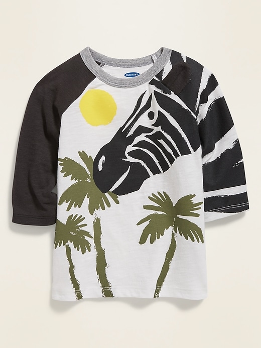 View large product image 1 of 2. 3/4-Sleeve Safari Animal Graphic Tee for Toddler Boys