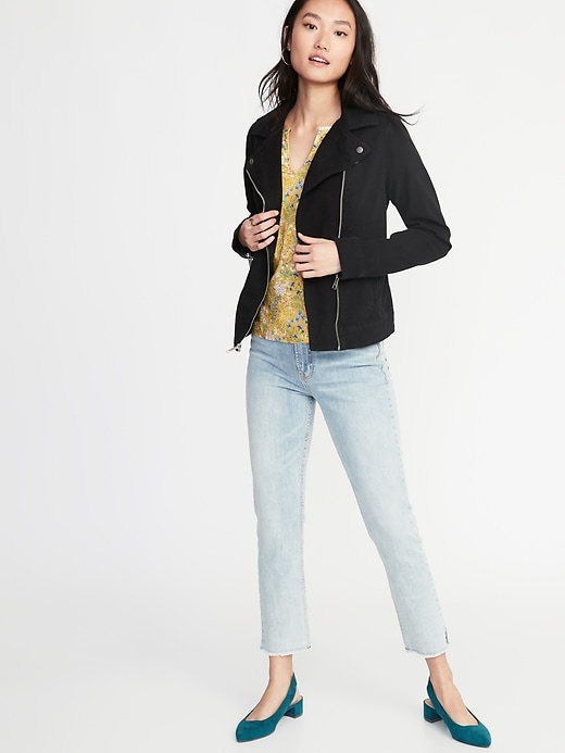 Image number 3 showing, Twill Moto Jacket for Women
