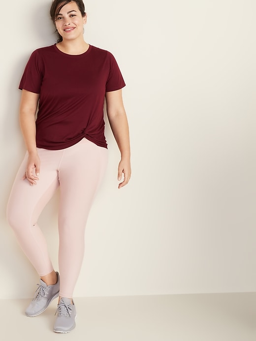Image number 3 showing, Relaxed Plus-Size Knotted-Hem Performance Top