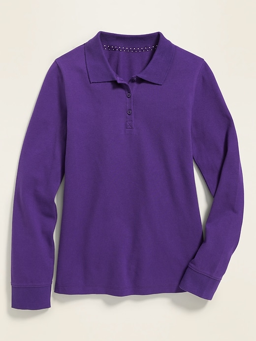 View large product image 1 of 1. Uniform Long-Sleeve Pique Polo for Girls