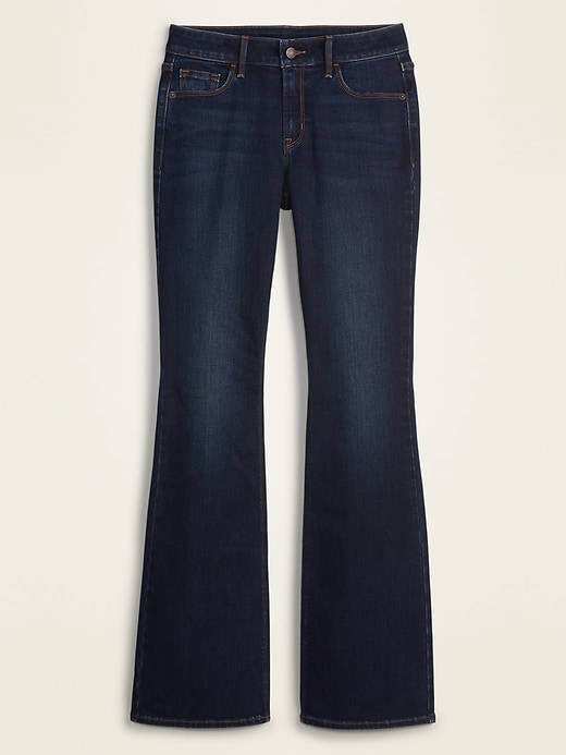 Image number 5 showing, Mid-Rise Dark-Wash Micro-Flare Jeans for Women