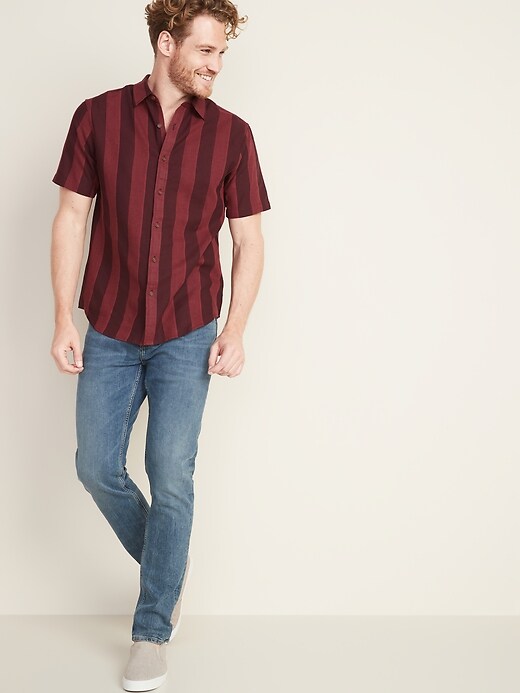 Image number 3 showing, Slim-Fit Linen-Blend Dobby-Stripe Shirt