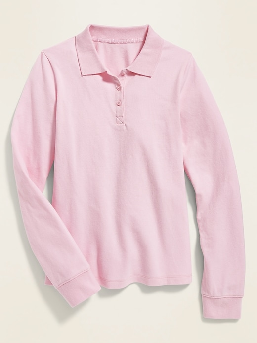 Old Navy Uniform Long-Sleeve Pique Polo for Girls. 1