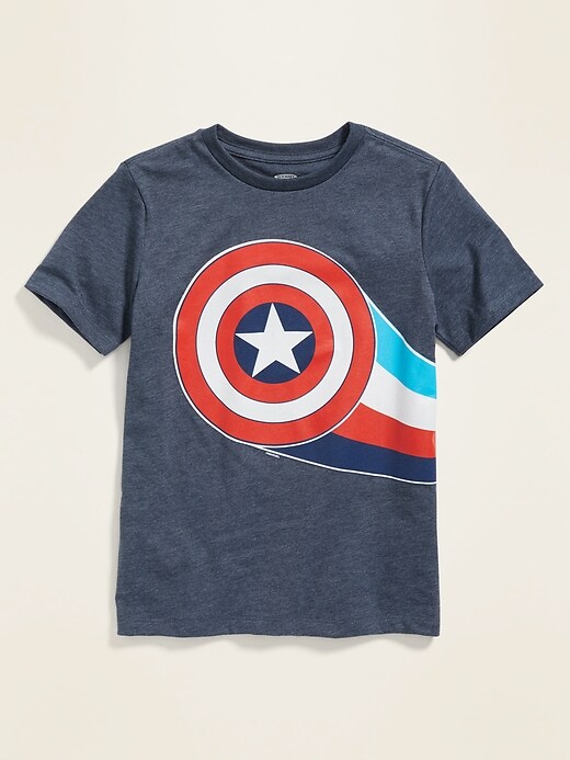 View large product image 1 of 2. Marvel&#153 Captain America Wrap-Around Graphic Tee For Boys