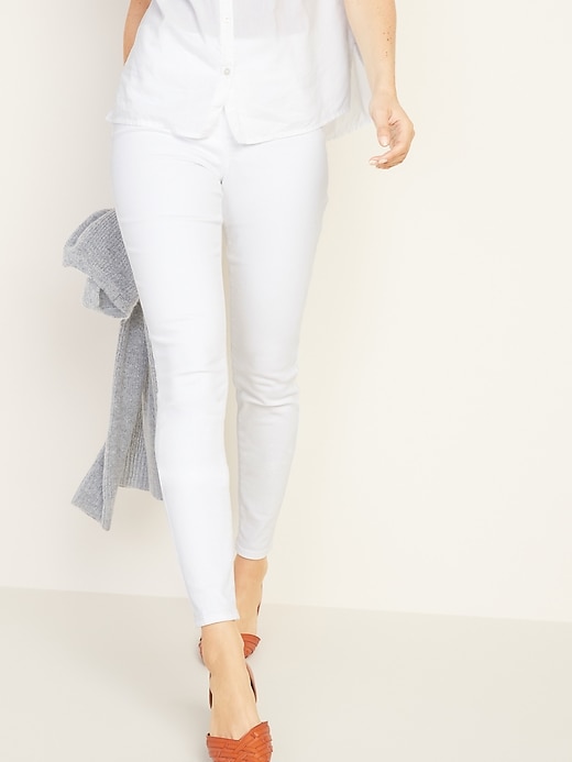 Image number 1 showing, Mid-Rise White Rockstar Pull-On Jeggings for Women