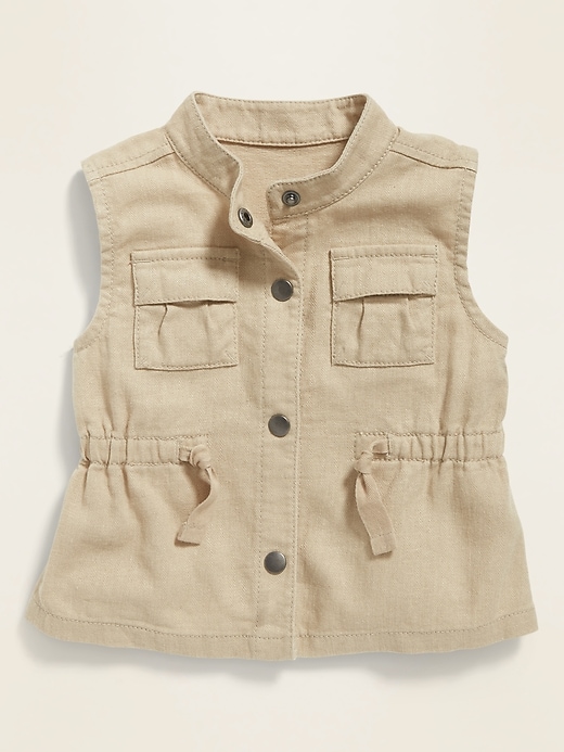 View large product image 1 of 2. Snap-Front Linen-Blend Vest for Baby