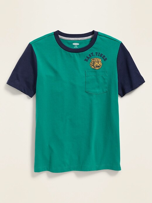 View large product image 1 of 1. Embroidered-Graphic Pocket Tee For Boys