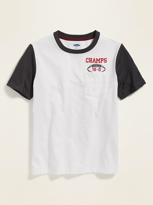 View large product image 1 of 1. Embroidered-Graphic Pocket Tee For Boys