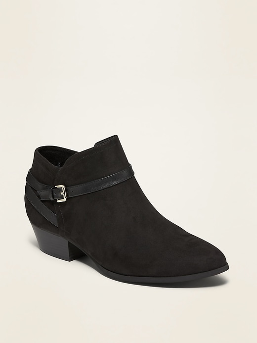 View large product image 1 of 1. Faux-Suede Ankle-Strap Boots for Women