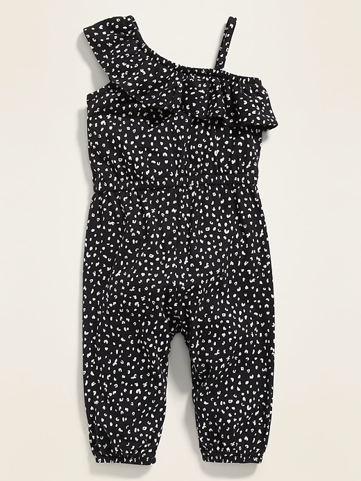 View large product image 2 of 2. Ruffled Cheetah-Print One-Shoulder Jumpsuit for Baby