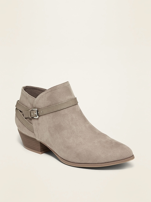 Image number 1 showing, Faux-Suede Ankle-Strap Boots for Women