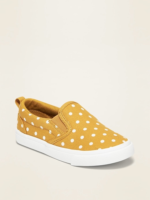 View large product image 1 of 4. Polka-Dot Canvas Slip-Ons for Toddler Girls
