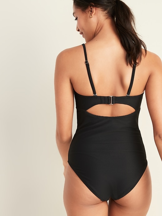 Image number 2 showing, Textured Square-Neck Swimsuit for Women