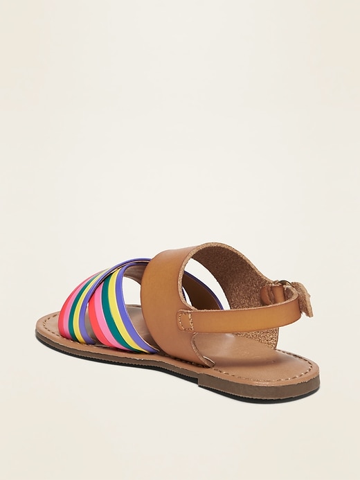 View large product image 2 of 4. Color-Blocked Faux-Leather Cross-Strap Sandals for Toddler Girls