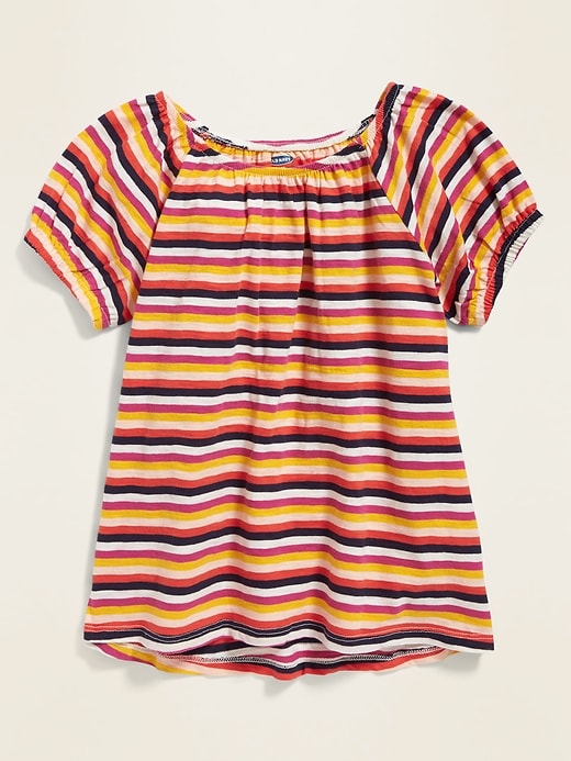 View large product image 1 of 1. Printed Slub-Knit Bubble-Sleeve Top for Girls