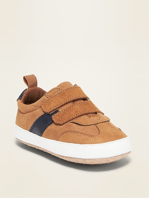 View large product image 1 of 4. Faux-Suede Secure-Strap Sneakers for Baby