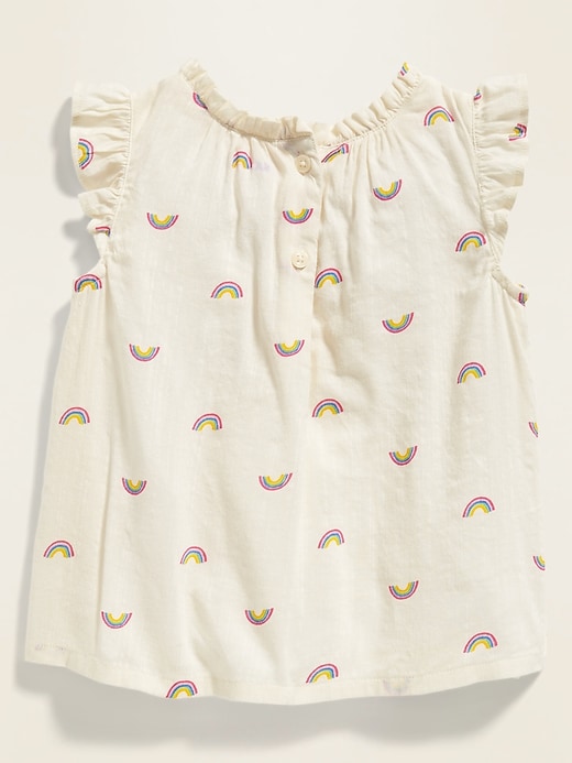 View large product image 2 of 4. Ruffle-Trim Rainbow-Print Blouse for Toddler Girls