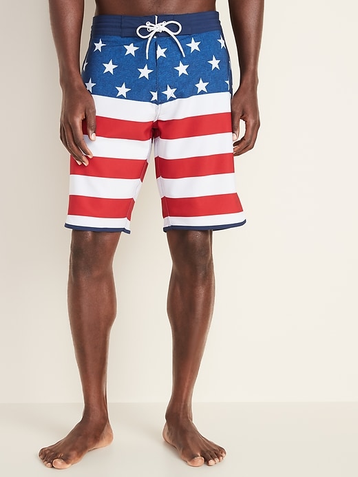 View large product image 1 of 2. Built-In Flex Printed Board Shorts - 10-inch inseam