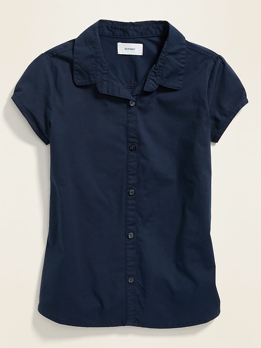 View large product image 1 of 1. Uniform Short-Sleeve Poplin Shirt for Girls