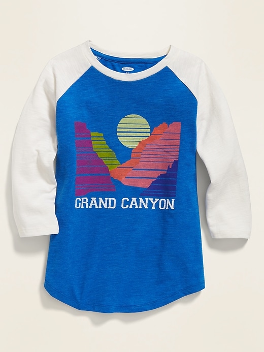View large product image 1 of 1. Graphic 3/4-Length Raglan-Sleeve Tunic Tee for Girls