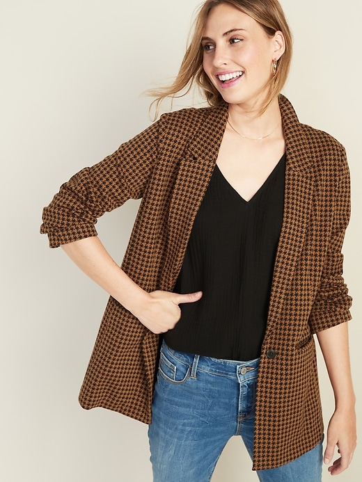 Jacquard Boyfriend Blazer for Women 