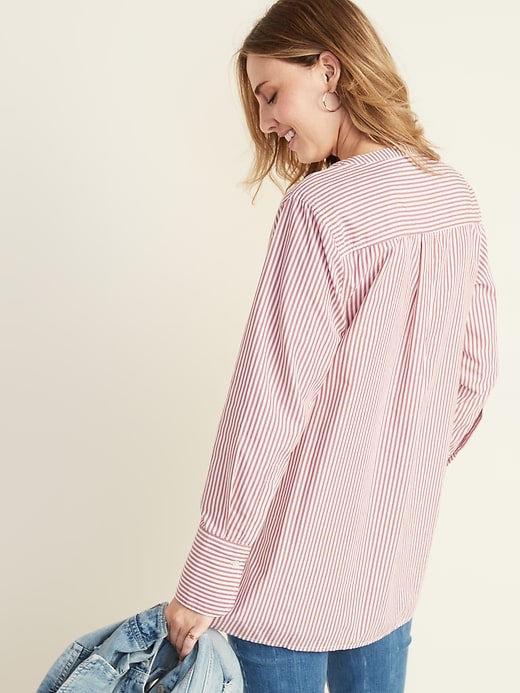 Image number 2 showing, Striped Poplin Popover Tunic Shirt for Women