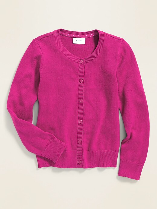 View large product image 1 of 1. Uniform Crew-Neck Button-Front Cardigan for Girls
