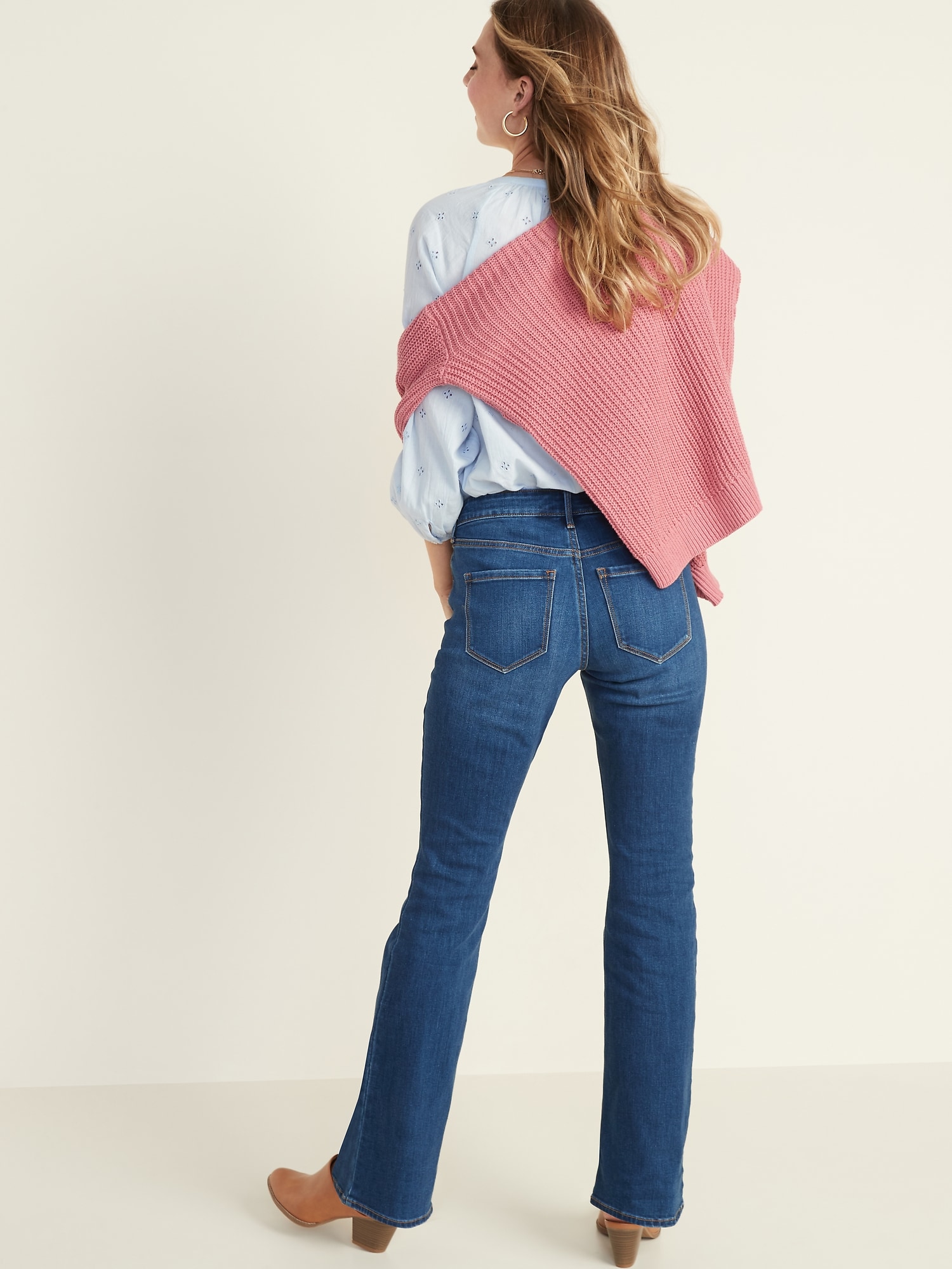 flare mid rise jeans