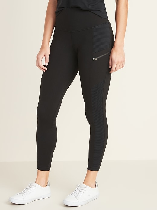 View large product image 1 of 1. High-Waisted Zip Pocket 7/8-Length Street Leggings For Women