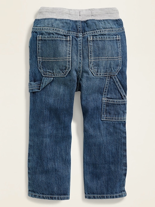 View large product image 2 of 2. Relaxed Jersey-Waist Pull-On Carpenter Jeans for Toddler Boys