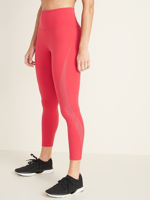 View large product image 1 of 2. High-Waisted Elevate 7/8-Length Mesh-Splice Compression Leggings For Women