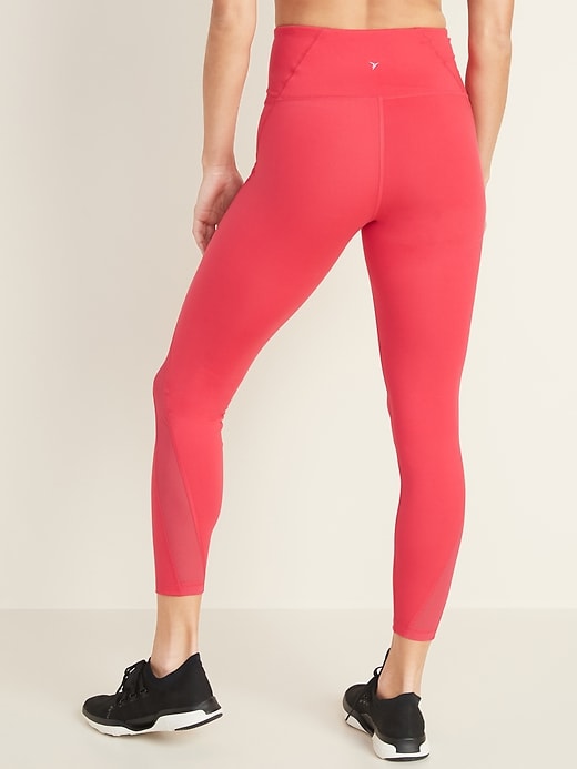 View large product image 2 of 2. High-Waisted Elevate 7/8-Length Mesh-Splice Compression Leggings For Women