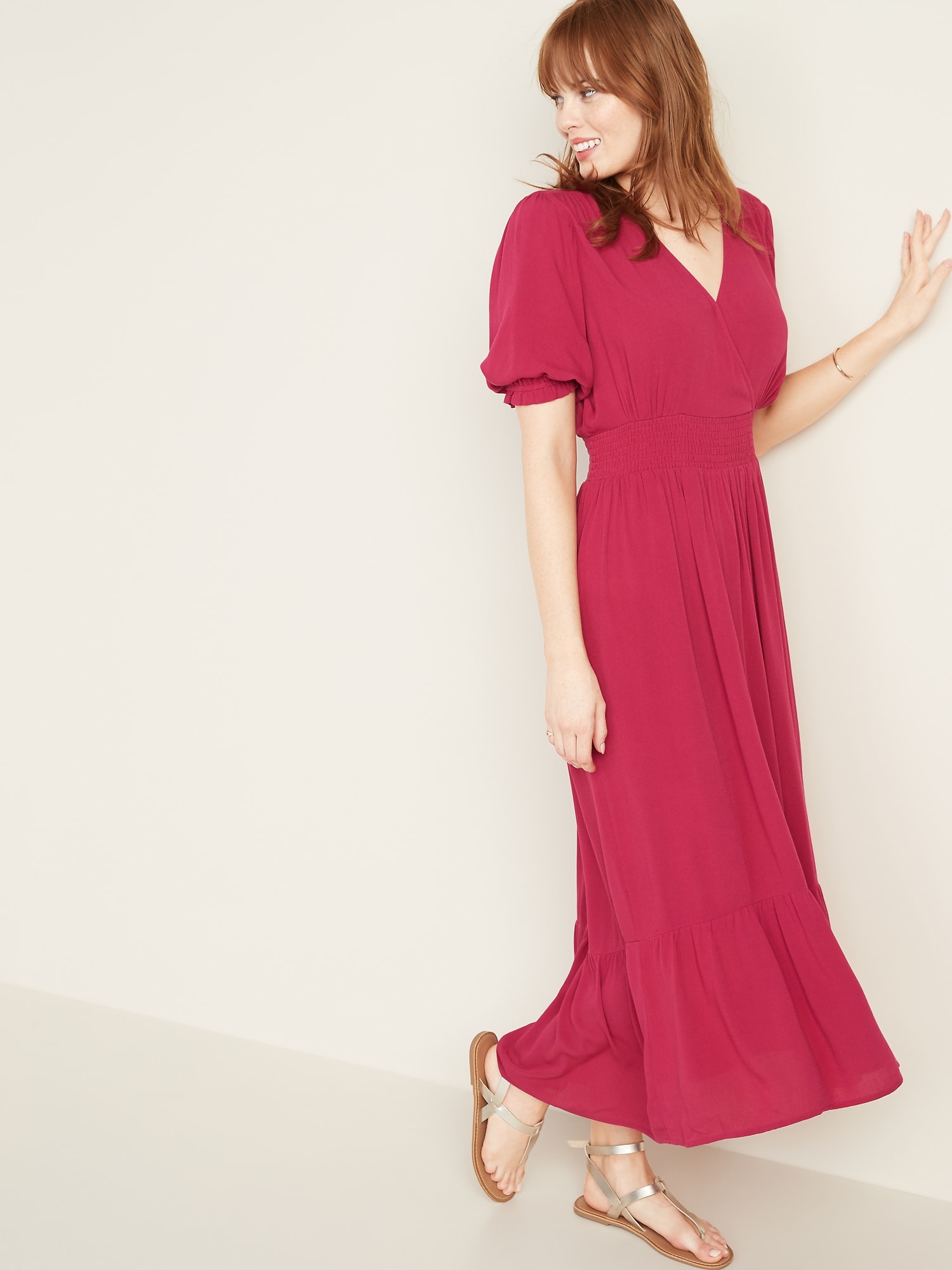 Waist-Defined Wrap-Front Crepe Midi for Women