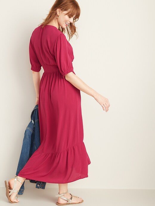 Image number 2 showing, Waist-Defined Wrap-Front Crepe Midi for Women