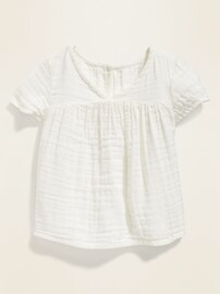 View large product image 4 of 4. Textured Babydoll V-Neck Top for Toddler Girls