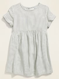 View large product image 3 of 4. Striped Cuffed-Sleeve Fit & Flare Dress for Toddler Girls