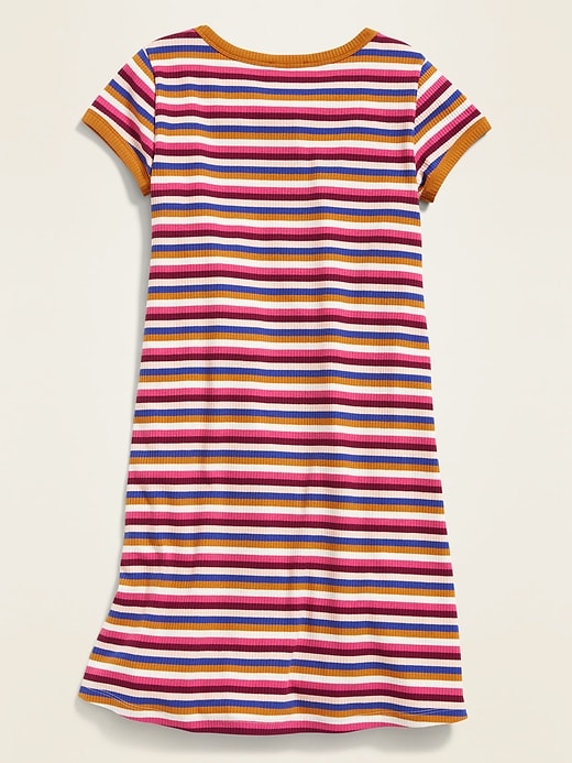 View large product image 2 of 4. Striped Rib-Knit Swing Dress for Girls