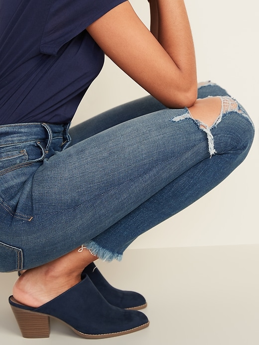Image number 4 showing, High-Waisted Raw-Edge Rockstar Super Skinny Ankle Jeans For Women