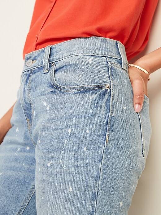 Image number 4 showing, Mid-Rise Bleach-Spot Boyfriend Straight Jeans for Women