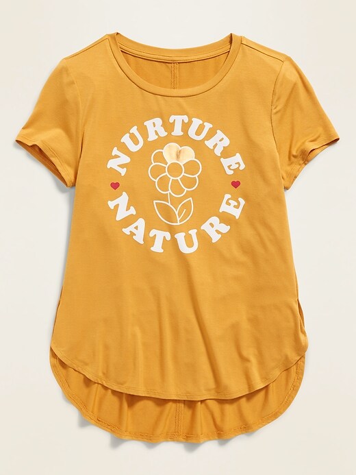 View large product image 1 of 1. Graphic Tulip-Hem Tunic Tee for Girls