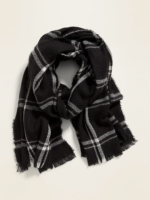 View large product image 2 of 2. Fringed Oversized Flannel Scarf for Women
