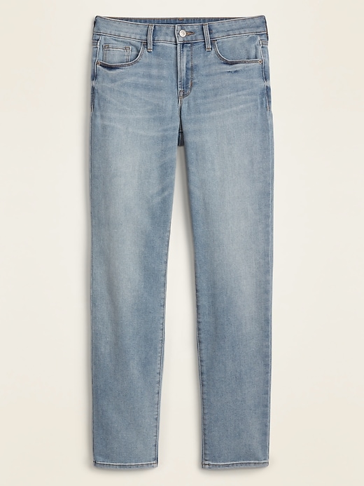 Image number 5 showing, Mid-Rise Light-Wash Power Slim Straight Jeans for Women