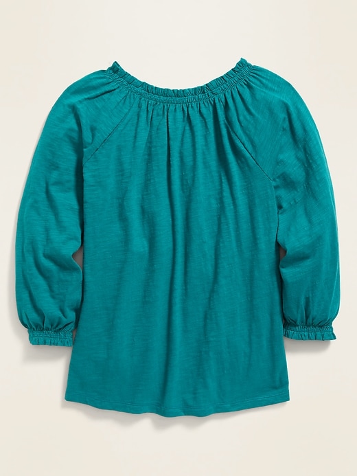 View large product image 2 of 3. Smocked-Ruffle Slub-Knit Top for Girls