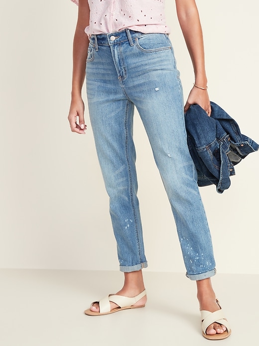 Image number 1 showing, Mid-Rise Boyfriend Distressed Jeans for Women