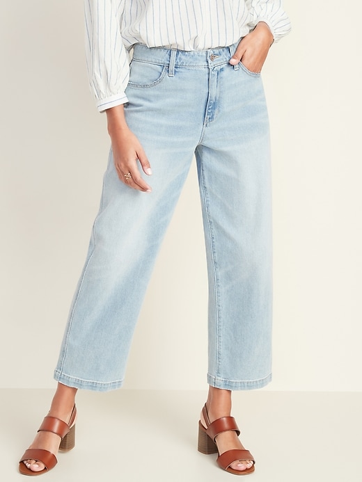 Image number 1 showing, High-Waisted Slim Wide-Leg Jeans For Women