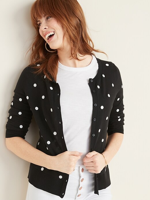 Image number 1 showing, Printed Crew-Neck Cardi for Women
