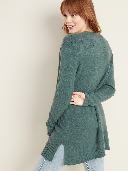 Image number 2 showing, Soft-Brushed Open-Front Long-Line Sweater for Women