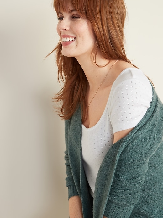 Image number 4 showing, Soft-Brushed Open-Front Long-Line Sweater for Women